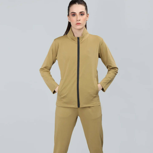 Vente en gros de survêtement à fermeture éclair extensible de haute qualité pour femmes ensemble de vêtements de sport veste à fermeture éclair pantalon de survêtement Gym Fitness course quotidienne - Product Image 1