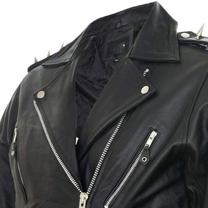 Veste en cuir pour homme, coupe ajustée, élégante, pour moto, streetwear et mode décontractée - Product Image 5