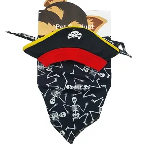 卸売犬海賊バンダナ帽子猫ペットアクセサリー調節可能なスカーフ綿服カスタムロゴバンダナ犬のおもちゃ犬の首輪