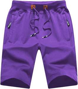 Short décontracté 100% coton pour homme avec taille élastique et poches zippées Motif solide Impression numérique écologique - Product Image 1