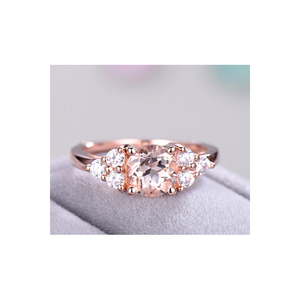 Bagues de bijoux fins en or massif de nouveau design de luxe avec pierres précieuses en morganite rose naturelle avec bague en diamants véritables - Product Image 1