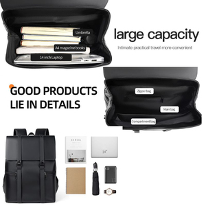 New Fashion PU Leather Waterproof Laptop RFID Zipper Large Capacity Oversized <b>USB</b> <b>Charging</b> <b>Port</b> Polyester Portable Business - Product Image 2