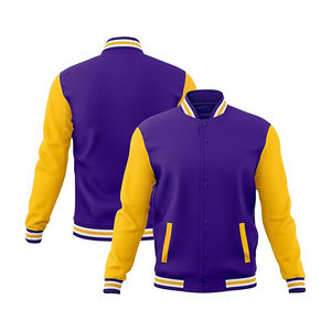 Varsity Jacket with Magnetic Closure System <b>No</b> <b>Buttons</b> Wool Body Leather Sleeves Modern Fastening Tech Coat - Product Image 2