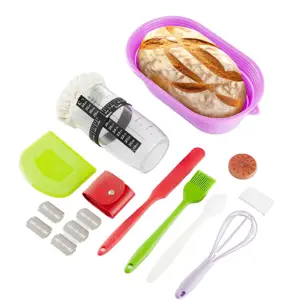 Bps122 Zuurdesem Glazen Pot Kit Opvouwbare Siliconen Zuurdesem Brood Proofing Mand Kom Food Grade Siliconen Broodpannen