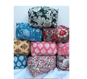 Wholesale Lot 100% Cotton <b>Quilted</b> for Toiletry <b>Bag</b> Handmade Floral Hand Block Printed Bohemian Style Zipper Closure <b>Makeup</b> <b>Bag</b> - Product Image 1