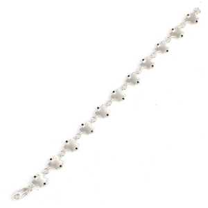 925 Sterling Silver Ayar Crystal Butterfly <b>Bracelet</b> with Black Round Stone Everyday Wear for Women - Product Image 3