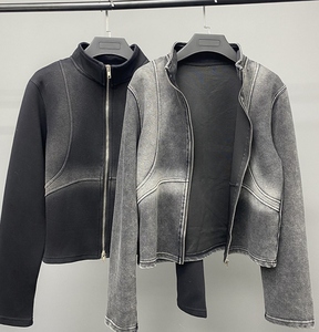 Vente en gros de vêtements vintage délavés à l'acide avec logo personnalisé veste Boxy Fit sweat à capuche vierge avec fermeture éclair complète sweat-shirt de printemps de l'hiver - Product Image 3