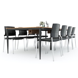 Table de réunion au design contemporain 240x120cm ovale, plateau en contreplaqué mélaminé, pieds en acier Cone II, HBCN024, mobilier de bureau - Product Image 4