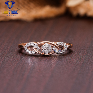 Lab-Stone Party Wear Anillo de diamantes 0.168 TDW Diamante de corte redondo 18kt Oro Rosa Color DE LA EF-VS - Product Image 1