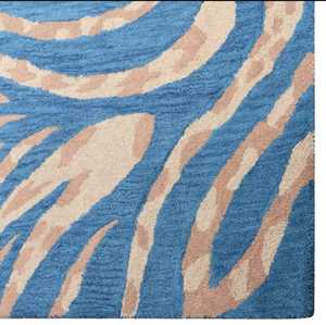 Tapis moderne en laine touffeté à la main de conception abstraite bleue contemporaine taille personnalisée de qualité supérieure disponible en coton à poils en peluche - Product Image 4