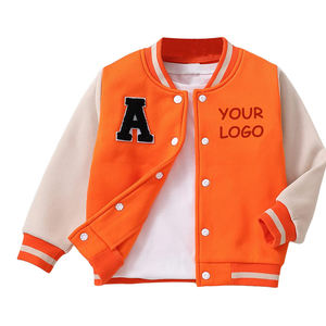 เสื้อแจ็กเก็ตเบสบอลสำหรับเด็กใส่ได้ทั้งชายและหญิงเสื้อแจ็กเก็ตมีลายปักโลโก้ออกแบบได้ตามต้องการสำหรับเด็ก - Product Image 1