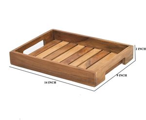 Plateau de service en bois naturel avec poignée simple, plateau de service en bois fait à la main, plateau décoratif en bois durable au prix le plus bas - Product Image 2