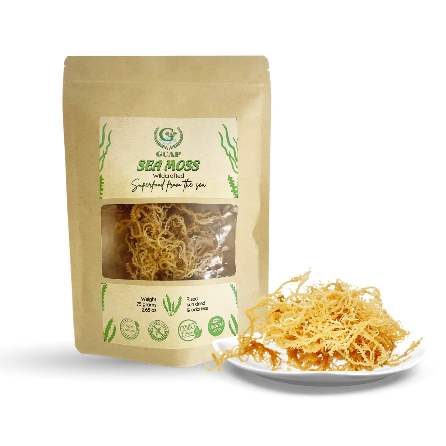 GCAP Sea Moss - Irish Moss-Seamoss Organic-Dryed Sea Moss-Natural Wildcrafted, Pure, Non-GMO & Gluten-Free Sea Moss