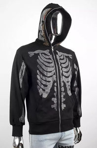 Sudadera con capucha de algodón y poliéster 100% para hombre, sudaderas con cremallera polar, detalle de diamantes de imitación, estilo de calle para fabricante de ropa de invierno - Product Image 3