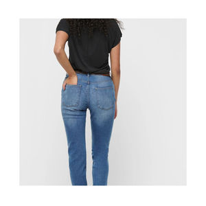 Jean droit en denim taille mi-haute pour femme, coupe droite, décontracté, respirant, adouci, service OEM personnalisable - Product Image 5
