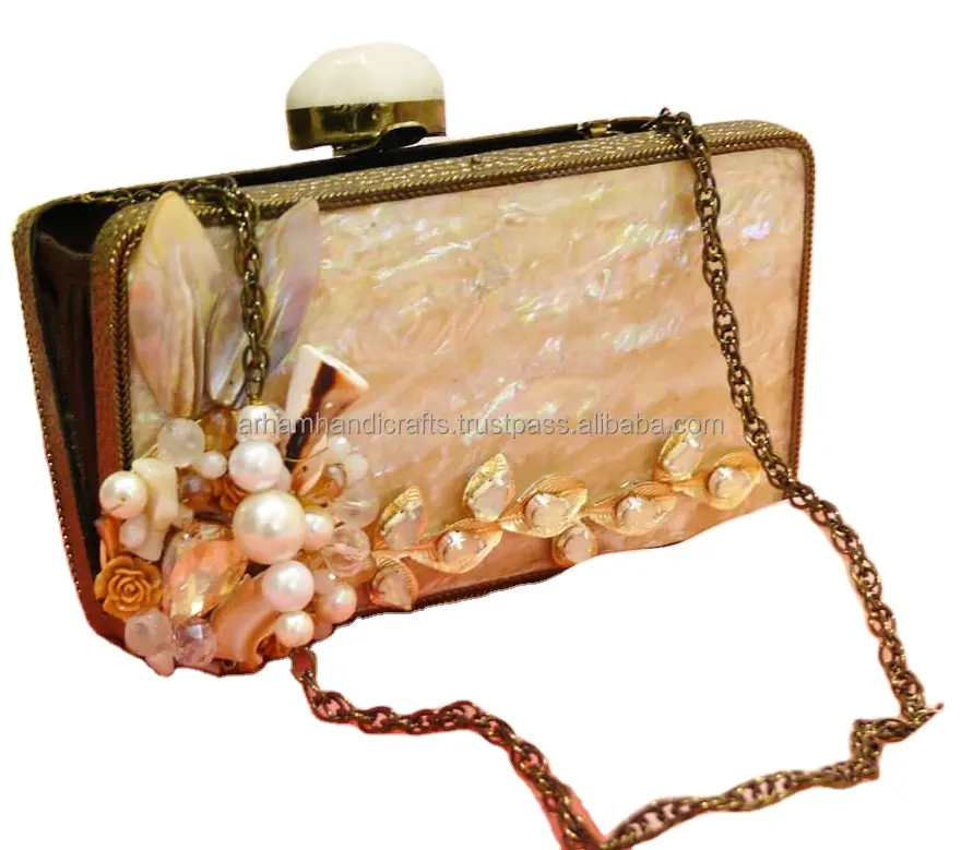 Unieke Parelmoer Handgemaakte Shell Clutch Designer Messing Parelmoer Koppelingen Tegen Goedkope Prijs Door Luxe Ambachten