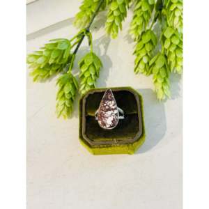 Southwest Boho <b>Statement</b> <b>Ring</b> Wild Horse & Sterling <b>Silver</b> with Natural Stone Oval Cut Pear Shape Size 8.75 Everyday Wear - Product Image 1