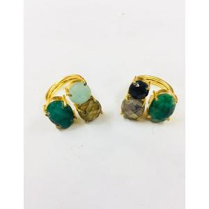 Everyday Wear Brass <b>Ring</b> Gold Plated <b>Labradorite</b> & Moonstone Gemstone Elegant Jewelry - Product Image 1