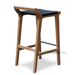 Sidi Modern Teak Bar <b>Stool</b> with Rope Weaving Eco-Friendly for Outdoor Restaurants and Hotels - Product Image 4