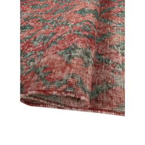 Tapis en laine noué à la main de grande taille vintage Pae-2101 rouge orange géométrique pour la maison, le salon, le couloir, tapis rectangulaire - Product Image 2