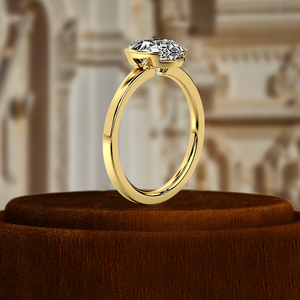 Anillo de compromiso clásico East West de oro de 14 quilates con diamante ovalado cultivado en laboratorio, regalo de boda certificado IGI - Product Image 4