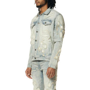 Ensemble veste et pantalon en jean pour homme, facile à porter, hiver, hip-hop, respirant, léger, broderie 3D, personnalisable, haute qualité, sur mesure - Product Image 4