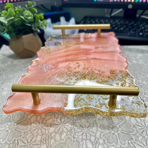 MATERIAL Bandeja de servicio de epoxi de resina hecha a mano Elementos esenciales de cocina únicos para el hogar Restaurante Hotel Servicio decorativo Tra - Product Image 1