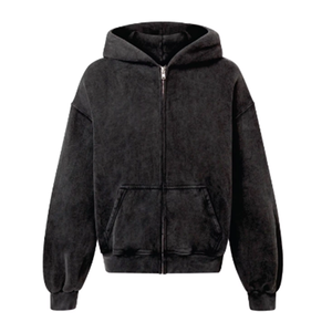 Sudaderas con cremallera de efecto Vintage para hombre de alta calidad personalizadas Sudadera con capucha personalizada para hombre sin cordón con impresión de soplo - Product Image 1