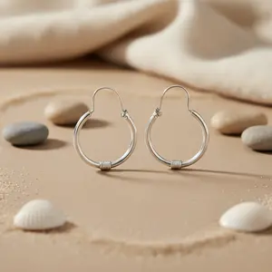 Boucles d'oreilles créoles en argent 925 taille princesse pour femmes, tendance religieuse, port quotidien, plaqué rhodium, or 14 carats, bijoux huggie - Product Image 2