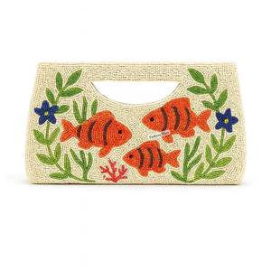 Sac fourre-tout perlé brodé Artisan-Fruits tropicaux Tournesols Dessins océaniques sous-marins Sac de mode décontracté et de vacances - Product Image 1