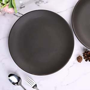 High Quality Matte Grey Ceramic <b>Dinner</b> Plate <b>Set</b> 6 10.5 Inch Minimalist Luxury Design ABS for Parties Hotels Customizable - Product Image 3