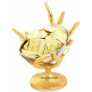 Plateau à dessert, bol de service doré pour les mariages, utilisation en fête, design islamique, qualité supérieure, métal, chocolat - Product Image 4