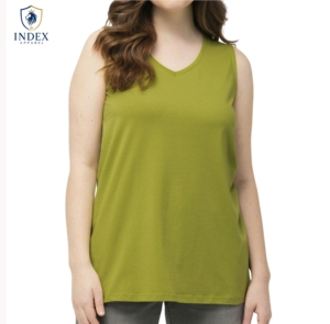 Index Apparel Women's Solid <b>Green</b> V-Neck Knitted <b>Tank</b> <b>Top</b> Casual Regular Length - Product Image 1