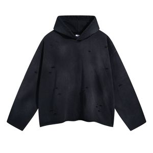 Sweat à capuche vieilli de qualité supérieure Design personnalisé Vêtements d'hiver décontractés à bas prix brodés de motifs solides - Product Image 2