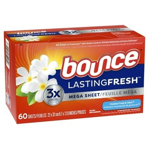 Bounce Lasting Fresh Mega Dryer Sheets, 60 Ct, hojas suavizantes de telas frescas y limpias para exteriores - Product Image 4