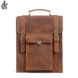 Mochila de cuero de PU estilo Crazy Horse Vintage para hombre, cierre de cremallera Unisex con función USB, forro suave, Material de poliéster - Product Image 6