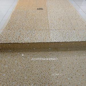 Tela de Encaje Bordada a Mano con Cuentas Pesadas, Ecológica y de Lujo, 5 Yardas Mínimo, para Usar con Malla Floral Tradicional y Pedrería - Product Image 1