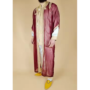 Vêtement de prière musulman traditionnel léger pour homme, en polyester, coupe droite longue, style vintage, accessoire culturel - Product Image 1