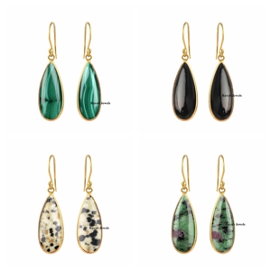 ต่างหู925เงินสเตอร์ลิง8*25มม. ทำจากทองแดงโอปอลเทอร์ควอยซ์ - Product Image 4