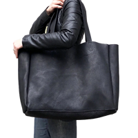 Sac fourre-tout bohème en cuir noir à imprimé animal, fait main, surdimensionné, avec fermeture éclair, pour ordinateur portable, shopping, voyage, durable, été, printemps