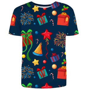 Camiseta de Manga Corta Casual Entallada para Hombre, con Estampado Personalizado, sin Cuello, Mezcla de Poliéster/Algodón, Transpirable - Product Image 6