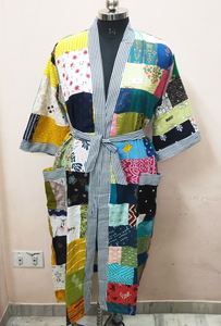 Indian Vintage Kimono Recycled Kimono Robe <b>Gift</b> For Indian Patchwork Kimono Robe Handmade Floral Ryan Kimono Nightwear Kimono - Product Image 2