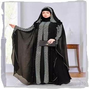 La mayoría de las tendencias de tela personalizada Abayas hermosos diseños nueva colección LOGO personalizado transpirable mujeres abayas - Product Image 4