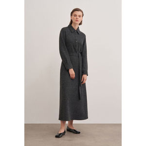 Robe chemise maxi en laine tricotée lavable avec ceinture - Product Image 3