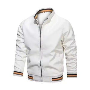 2025 chaquetas de bombardero de cuero para hombre de moda al por mayor Material de piel de vaca suave manga larga ajuste cómodo soporte bordado impermeable - Product Image 4