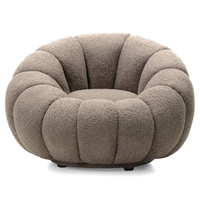 Fauteuil de salon moderne en forme de citrouille avec repose-pieds, chaise d'appoint confortable à base dissimulée pour salon et appartement - Vente en gros