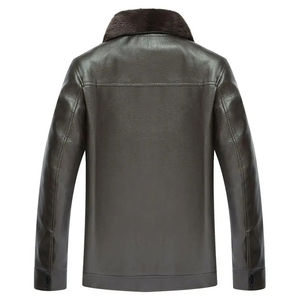 แจ็กเก็ตหนัง PU สีดำสำหรับผู้ชายมีซิปตกแต่งปักลาย - Product Image 3