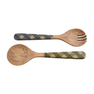 Accessoires de cuisine Serveur à salade manche en bois imprimé chaud vaisselle cuillères de service outils ustensiles de cuisine cuillère de service à salade - Product Image 5