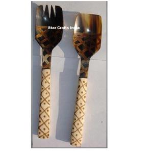 Nouvelle cuillère à dessert en corne unique, manche en os, cuillère en corne noire, vente chaude, prix d'usine, ensemble de couverts de restaurant, style luxueux - Product Image 6