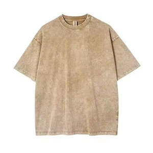 T-shirts vintage délavés à l'acide pour hommes avec logo personnalisé style unique T-shirts OEM à coupe parfaite T-shirts surdimensionnés à épaules tombantes avec logo - Product Image 4